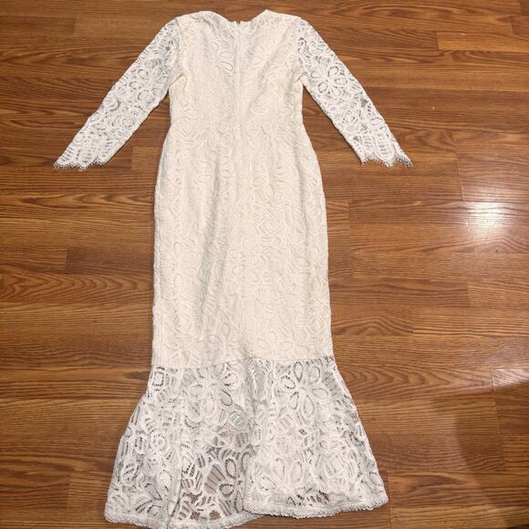 ALEXIS Off white lace midi Nadege Mermaid bride dress size small - Picture 4 of 14